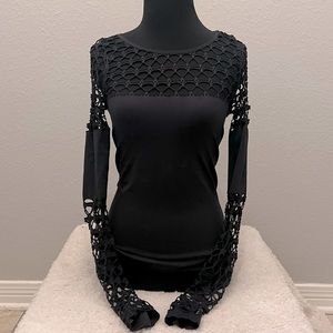 VENUS Black Long Sleeved Cutout Shirt Size S